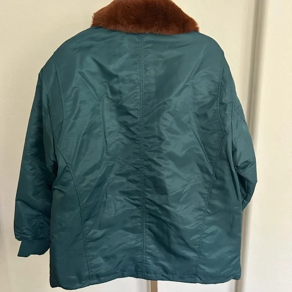 Anthropologie Blank‎ NYC Faux Fur Collar Bomber Jacket Teal Full Zip Small NWT - Picture 5 of 13